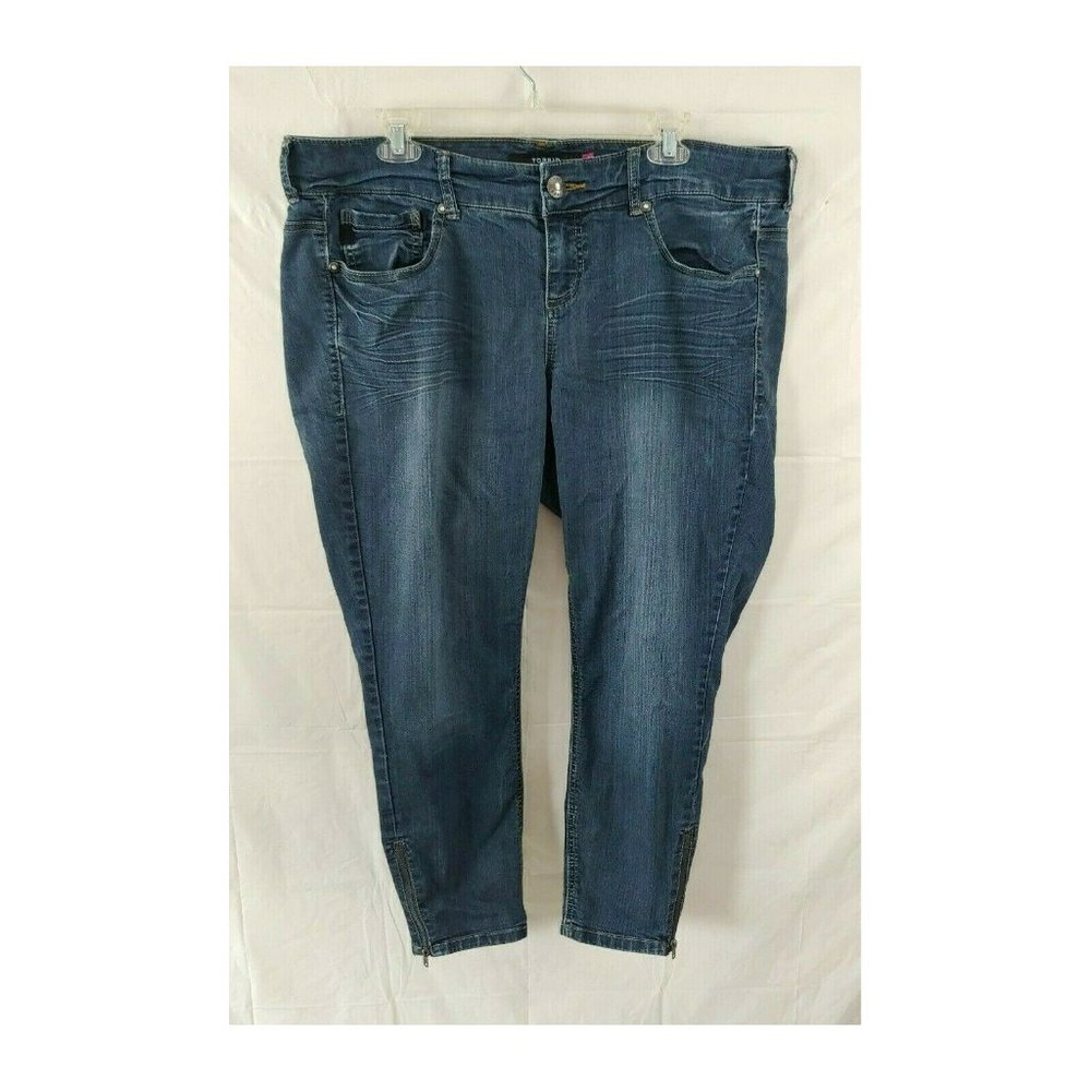 Torrid Denim Womens Jeans Sz 18 Zipper Ankle Cropped Skinny Stretch 1X Dark Wash